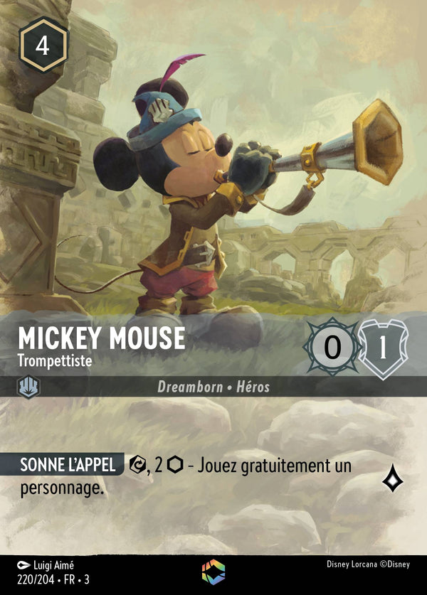 Mickey Mouse - Trompettiste — Carte Disney Lorcana 220 Les Terres d'Encres