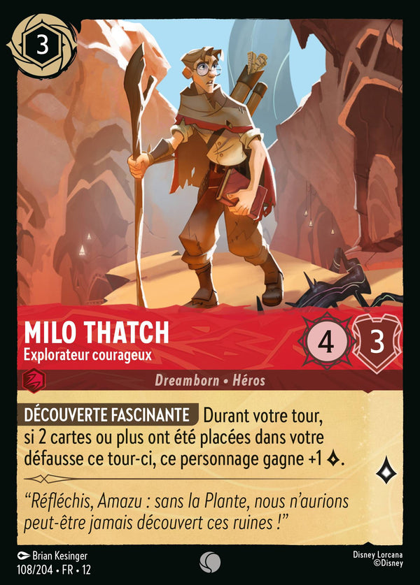108/204 - Milo Thatch - Explorateur courageux — Carte Disney Lorcana Contrées Inconnues 108/204