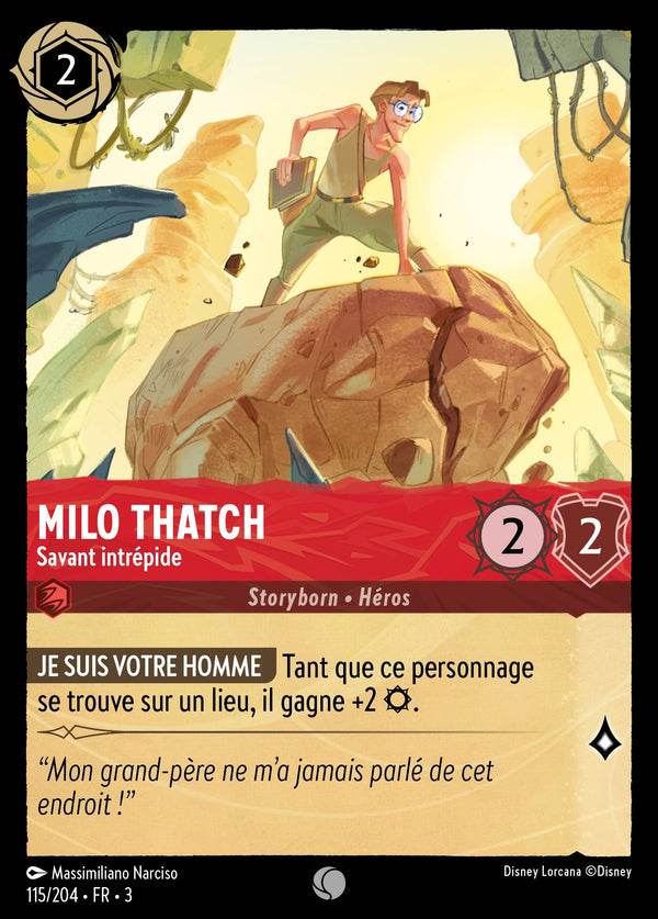 115/204 - Milo Thatch - Savant intrépide — Carte Disney Lorcana Les Terres d'Encres 115/204