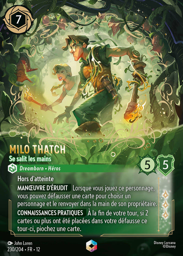 230/204 - Milo Thatch - Se salit les mains — Carte Disney Lorcana Contrées Inconnues 230/204
