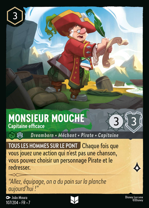 107/204 - Monsieur Mouche - Capitaine efficace — Carte Disney Lorcana L'île d'Archazia 107/204