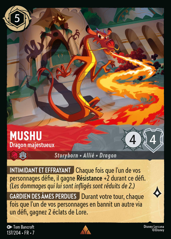 137/204 - Mushu - Dragon majestueux — Carte Disney Lorcana L'île d'Archazia 137/204