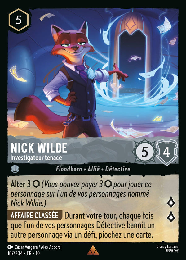187/204 - Nick Wilde - Investigateur tenace — Carte Disney Lorcana Lueurs dans les Profondeurs 187/204