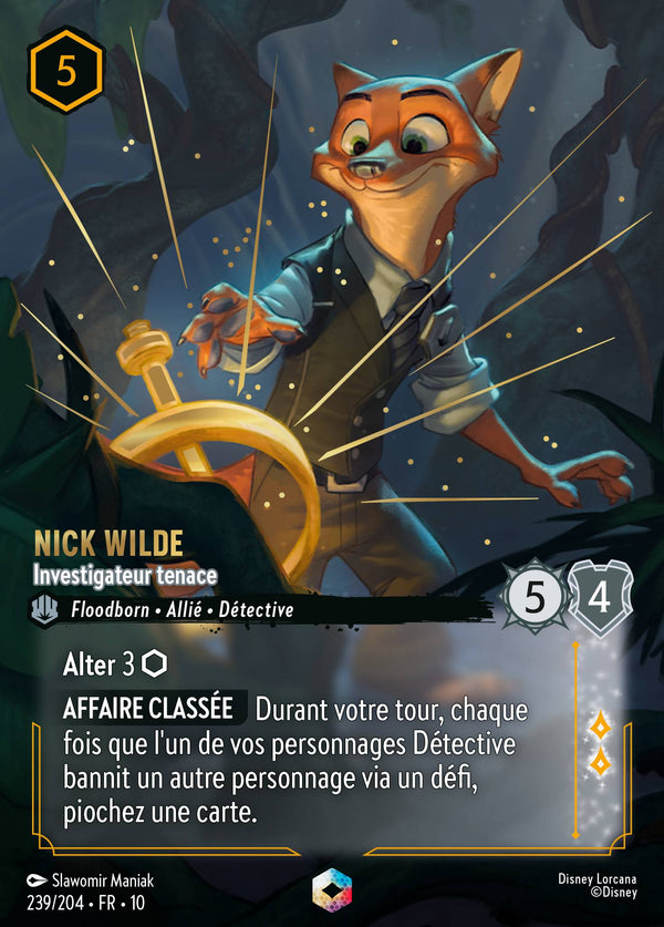 239/204 - Nick Wilde - Investigateur tenace — Carte Disney Lorcana Lueurs dans les Profondeurs 239/204