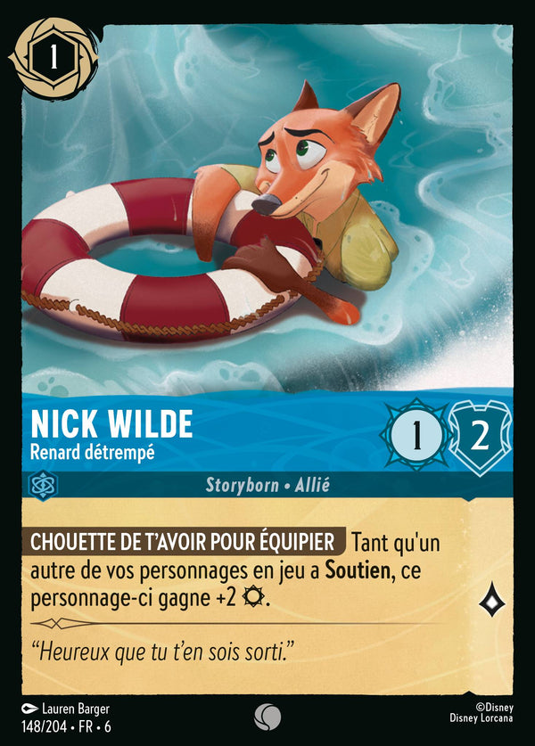 148/204 - Nick Wilde - Renard détrempé — Carte Disney Lorcana La Mer Azurite 148/204