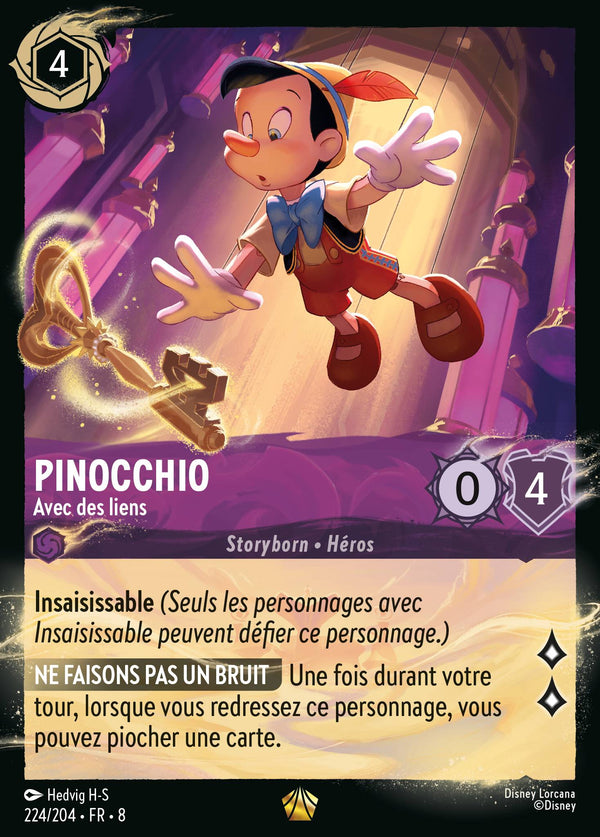 224/204 - Pinocchio - Avec des liens — Carte Disney Lorcana Le Règne de Jafar 224/204
