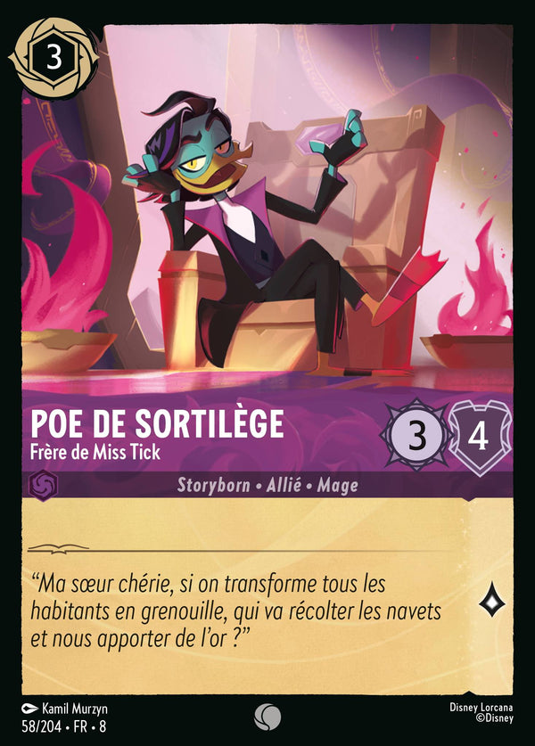 058/204 - Poe De Sortilège - Frère de Miss Tick — Carte Disney Lorcana Le Règne de Jafar 58/204