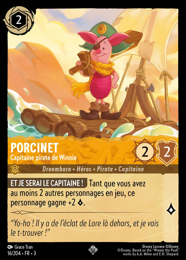016/204 - Porcinet - Capitaine pirate de Winnie — Carte Disney Lorcana Les Terres d'Encres 16/204