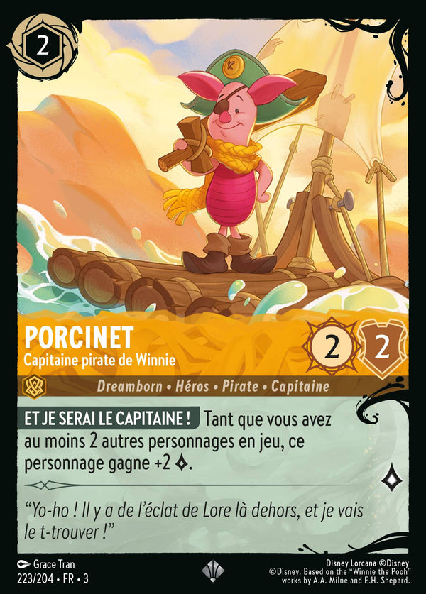 223/204 - Porcinet - Capitaine pirate de Winnie — Carte Disney Lorcana Les Terres d'Encres 223/204