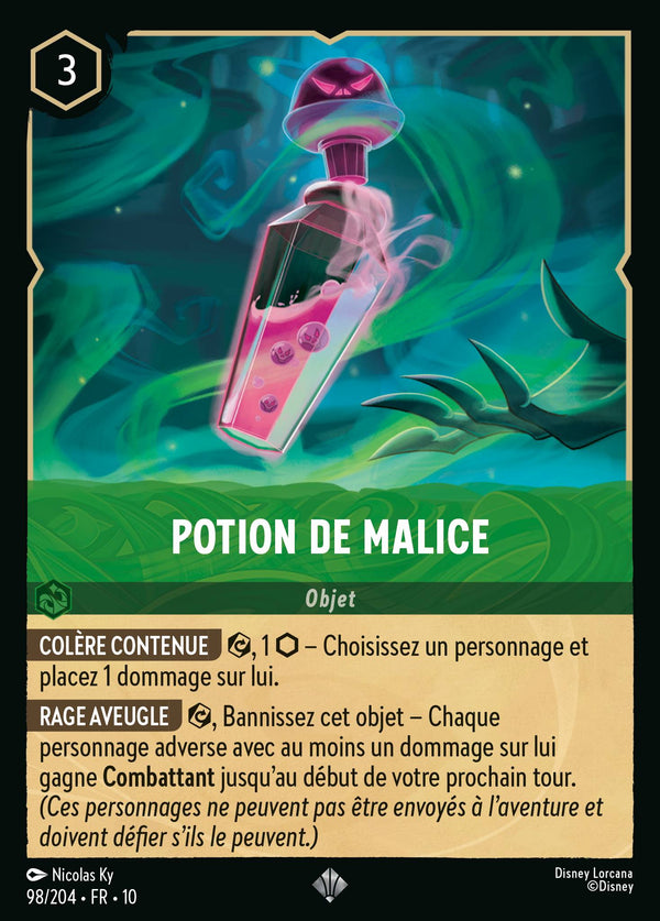 098/204 - Potion de malice — Carte Disney Lorcana Lueurs dans les Profondeurs 98/204