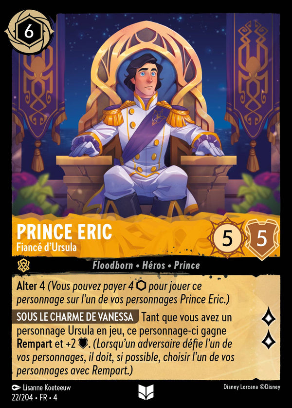 022/204 - Prince Eric - Fiancé d'Ursula — Carte Disney Lorcana Le Retour d'Ursula 22/204