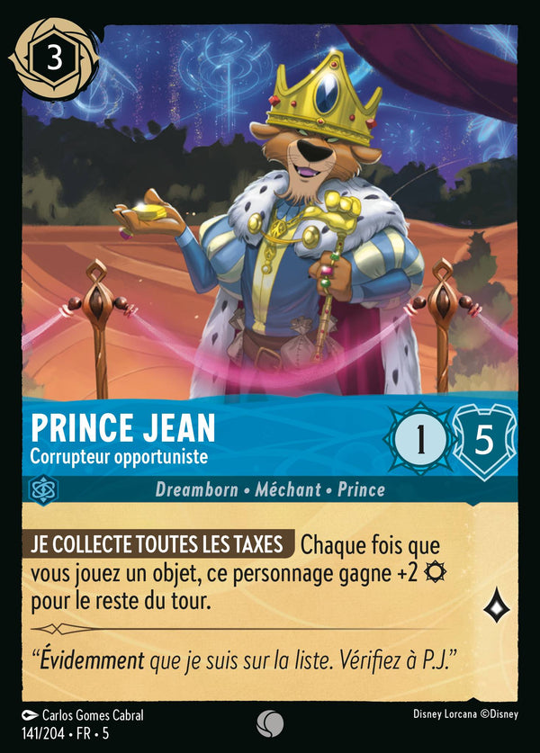 141/204 - Prince Jean - Corrupteur opportuniste — Carte Disney Lorcana Ciel Scintillant 141/204