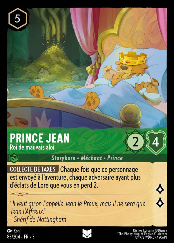 083/204 - Prince Jean - Roi de mauvais aloi — Carte Disney Lorcana Les Terres d'Encres 83/204