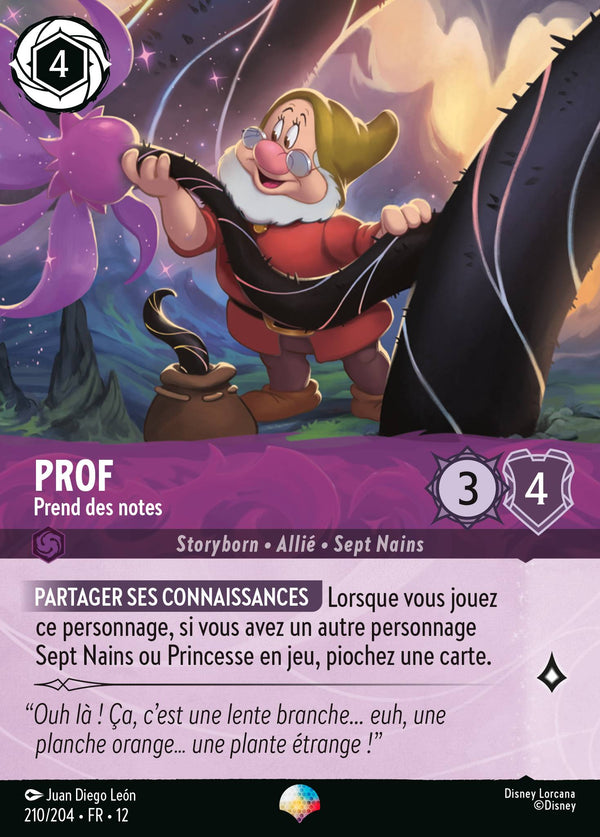 210/204 - Prof - Prend des notes — Carte Disney Lorcana Contrées Inconnues 210/204