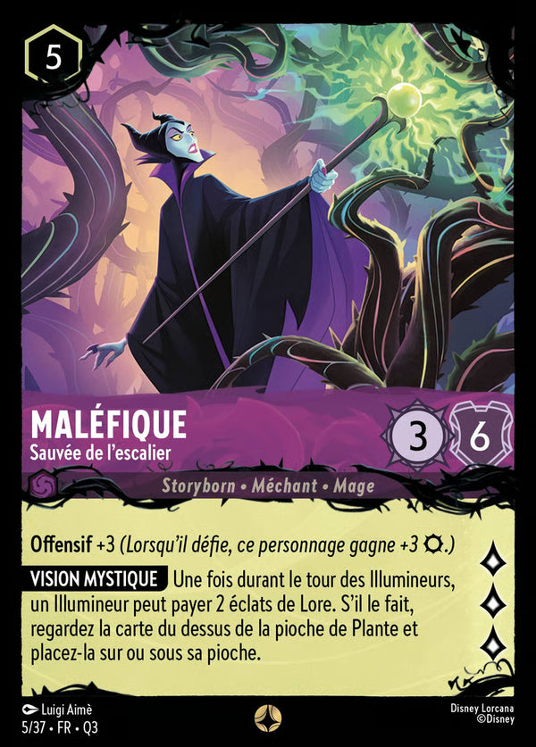 005/037 - Maléfique - Sauvée de l'escalier - Carte Disney Lorcana Quête des Illumineurs: Équipe Miel à la Rescousse 5/37