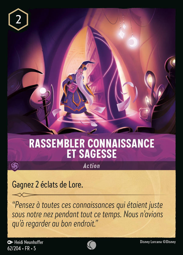 062/204 - Rassembler Connaissance et Sagesse — Carte Disney Lorcana Ciel Scintillant 62/204