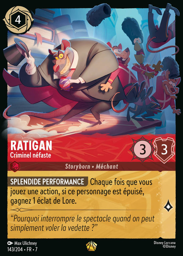 143/204 - Ratigan - Criminel néfaste — Carte Disney Lorcana L'île d'Archazia 143/204