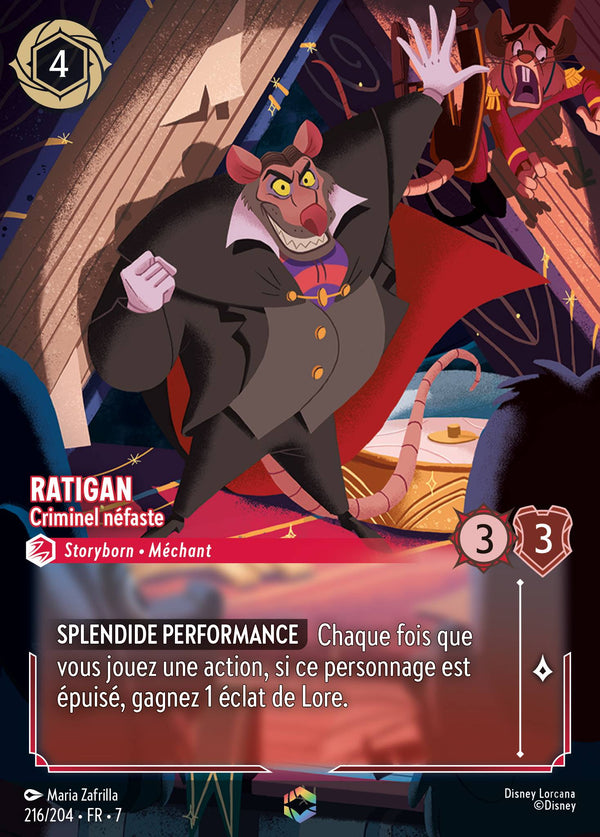 216/204 - Ratigan - Criminel néfaste — Carte Disney Lorcana L'île d'Archazia 216/204
