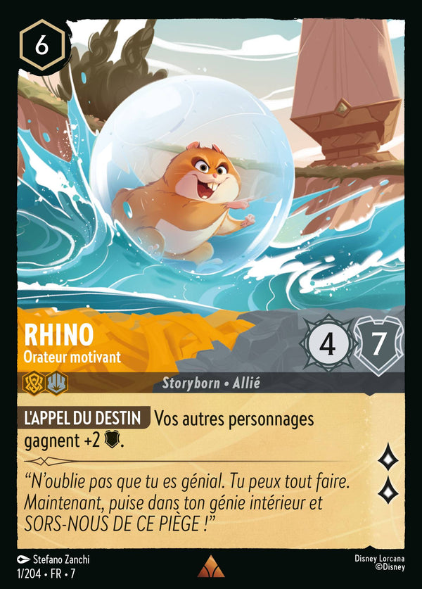 001/204 - Rhino - Orateur motivant — Carte Disney Lorcana L'île d'Archazia 1/204