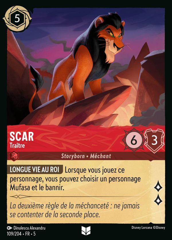 109/204 - Scar - Traître — Carte Disney Lorcana Ciel Scintillant 109/204