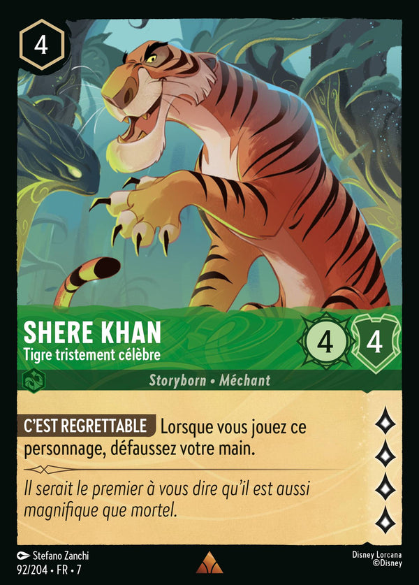 092/204 - Shere Khan - Tigre tristement célèbre — Carte Disney Lorcana L'île d'Archazia 92/204