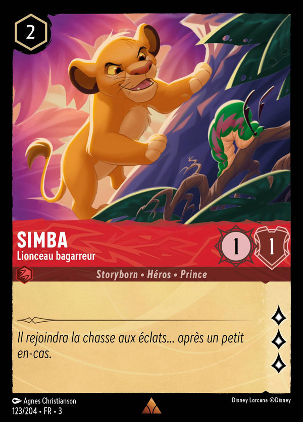 123/204 - Simba - Lionceau bagarreur — Carte Disney Lorcana Les Terres d'Encres 123/204