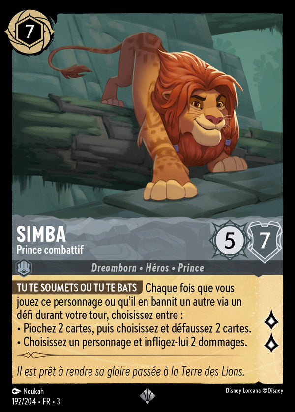 192/204 - Simba - Prince combattif — Carte Disney Lorcana Les Terres d'Encres 192/204