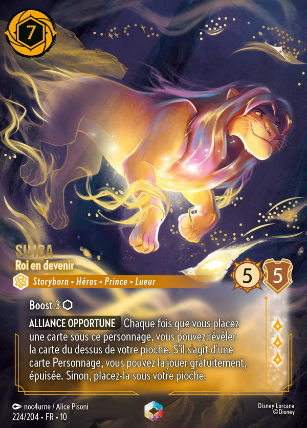 224/204 - Simba - Roi en devenir — Carte Disney Lorcana Lueurs dans les Profondeurs 224/204