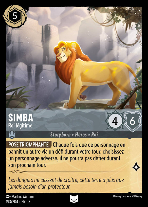 193/204 - Simba - Roi légitime — Carte Disney Lorcana Les Terres d'Encres 193/204