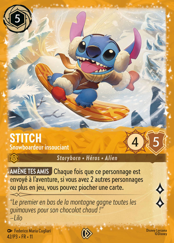 042/204 - Stitch - Snowboardeur insouciant — Carte Disney Lorcana Givresort 42/P3