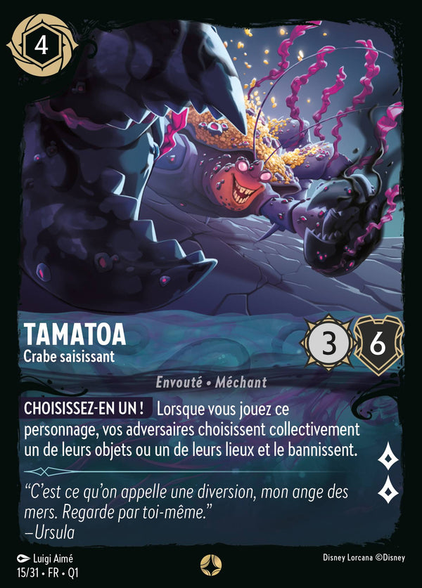 Tamatoa - Crabe saisissant — Carte Disney Lorcana 15 Quête des Illumineurs - Menace des profondeurs