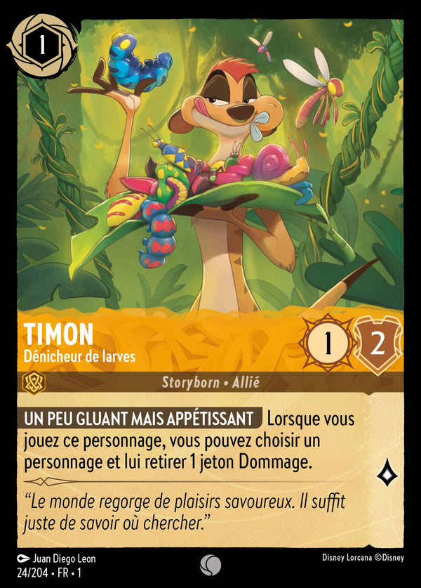 024/204 - Timon - Dénicheur de larves — Carte Disney Lorcana Premier Chapitre 24/204