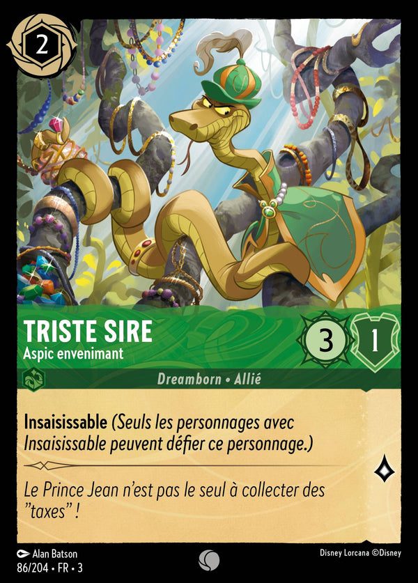 086/204 - Triste Sire - Aspic envenimant — Carte Disney Lorcana Les Terres d'Encres 86/204
