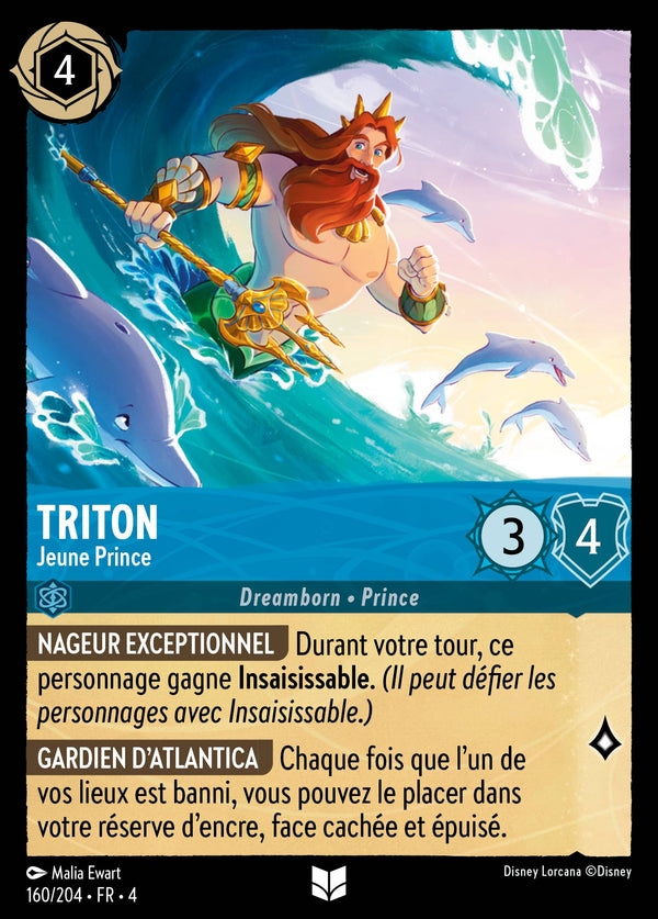 160/204 - Triton - Jeune Prince — Carte Disney Lorcana Le Retour d'Ursula 160/204