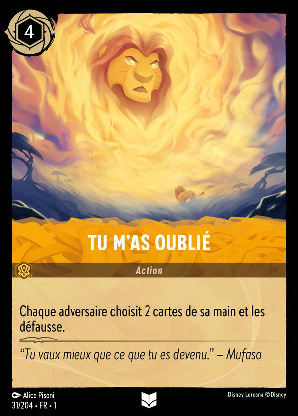 031/204 - Tu m'as oublié — Carte Disney Lorcana Premier Chapitre 31/204