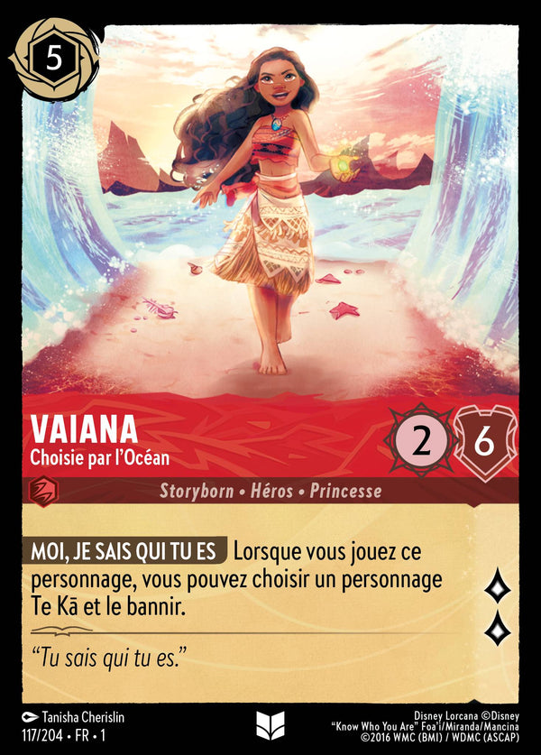 117/204 - Vaiana - Choisie par l'Océan — Carte Disney Lorcana Premier Chapitre 117/204