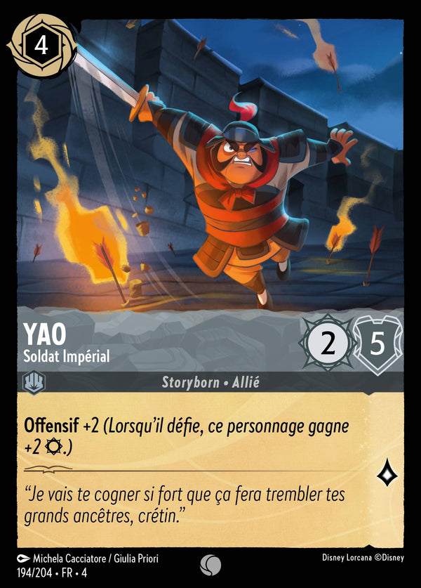 194/204 - Yao - Soldat Impérial — Carte Disney Lorcana Le Retour d'Ursula 194/204