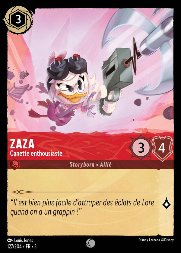 Zaza - Canette enthousiaste — Carte Disney Lorcana 127 Les Terres d'Encres