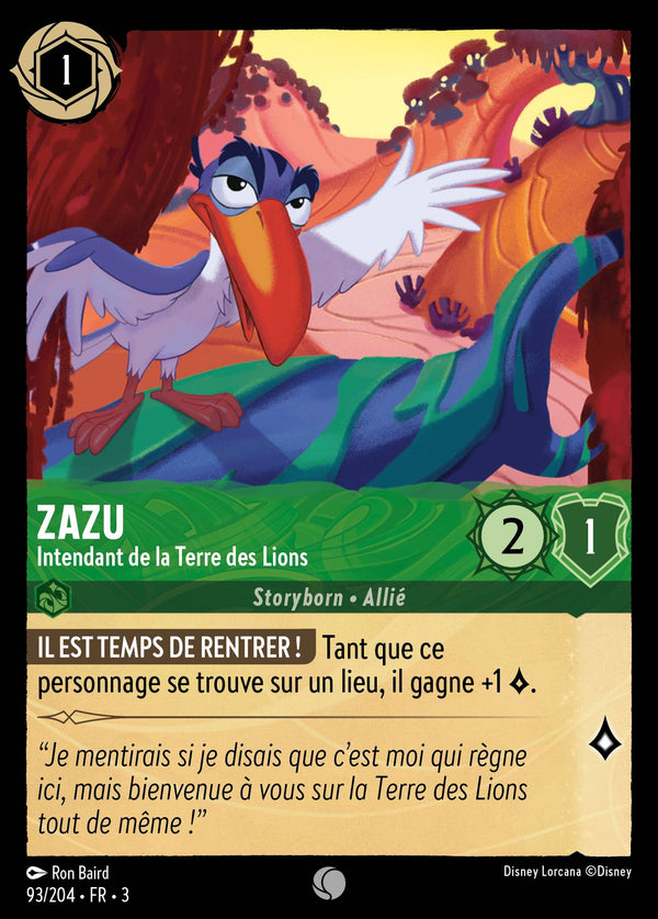 093/204 - Zazu - Intendant de la Terre des Lions — Carte Disney Lorcana Les Terres d'Encres 93/204