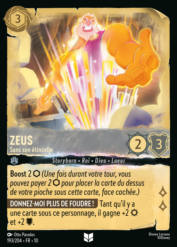 Zeus - Sans son étincelle — Carte Disney Lorcana 193 Lueurs dans les Profondeurs