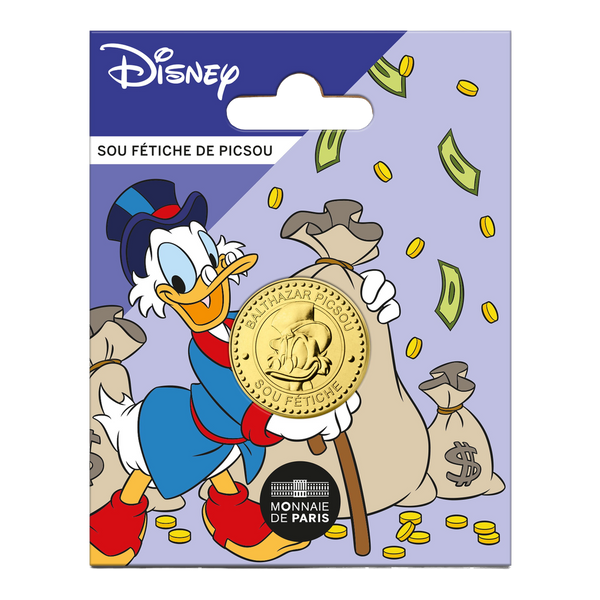 Sou Fétiche de Picsou Monnaie de Paris sur sa carte illustrée Disney