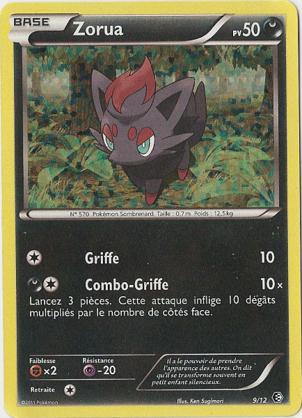 009/012 - Zorua — Carte Pokémon Collection McDonald's 2011 9/12