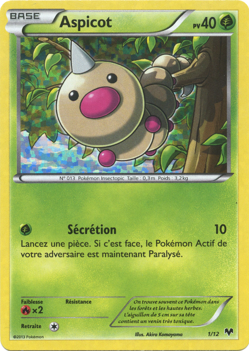 001/012 - Aspicot — Carte Pokémon Collection McDonald's 2014 1/12