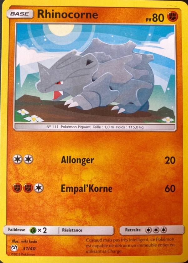 031/040 - Rhinocorne — Carte Pokémon Collection McDonald's 2019 31/40