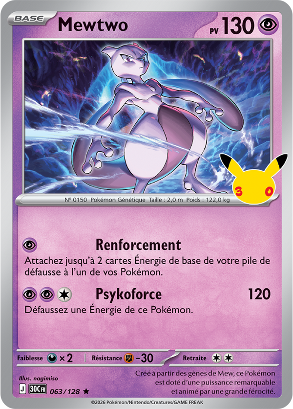 Mewtwo — Carte Pokémon 063 30e Anniversaire
