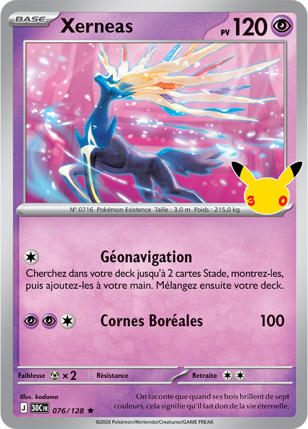 Xerneas — Carte Pokémon 076 30e Anniversaire