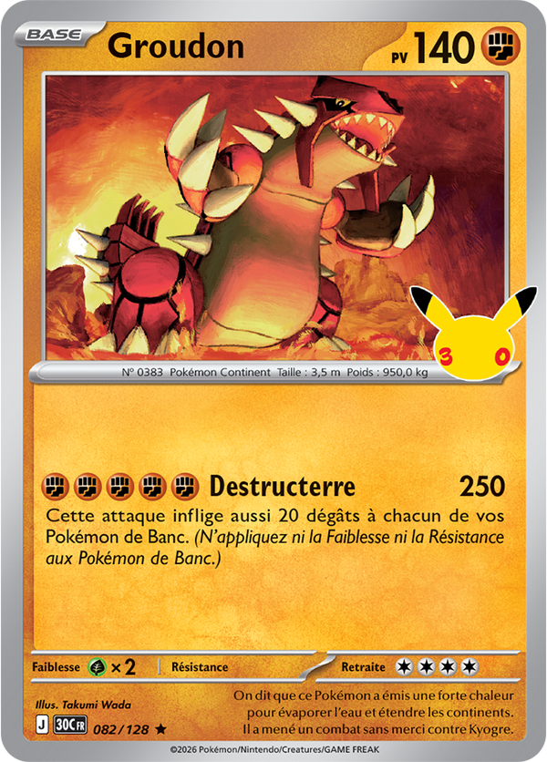 Groudon — Carte Pokémon 082 30e Anniversaire