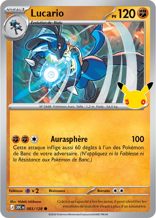 Lucario — Carte Pokémon 083 30e Anniversaire