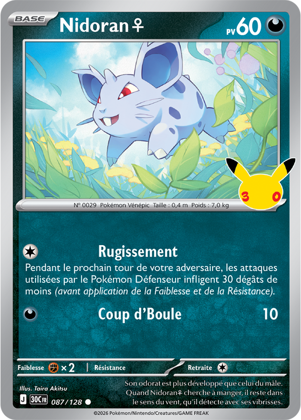 Nidoran♀ — Carte Pokémon 087 30e Anniversaire