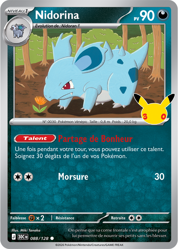 Nidorina — Carte Pokémon 088 30e Anniversaire